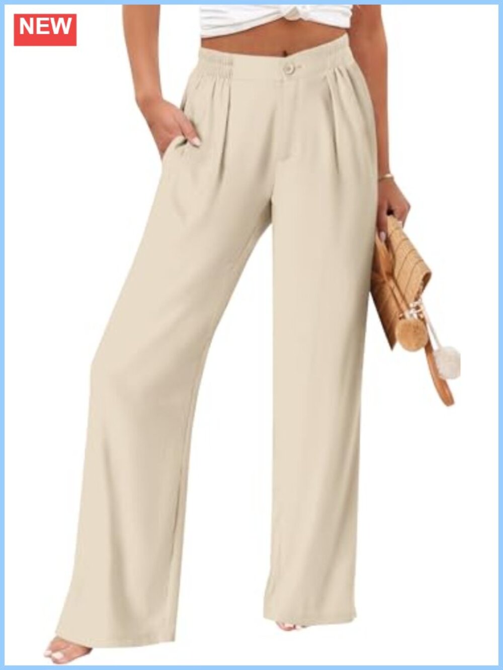 High Waist Wide Leg Linen Blend Palazzo Pants Summer Boho Casual Work Vacation